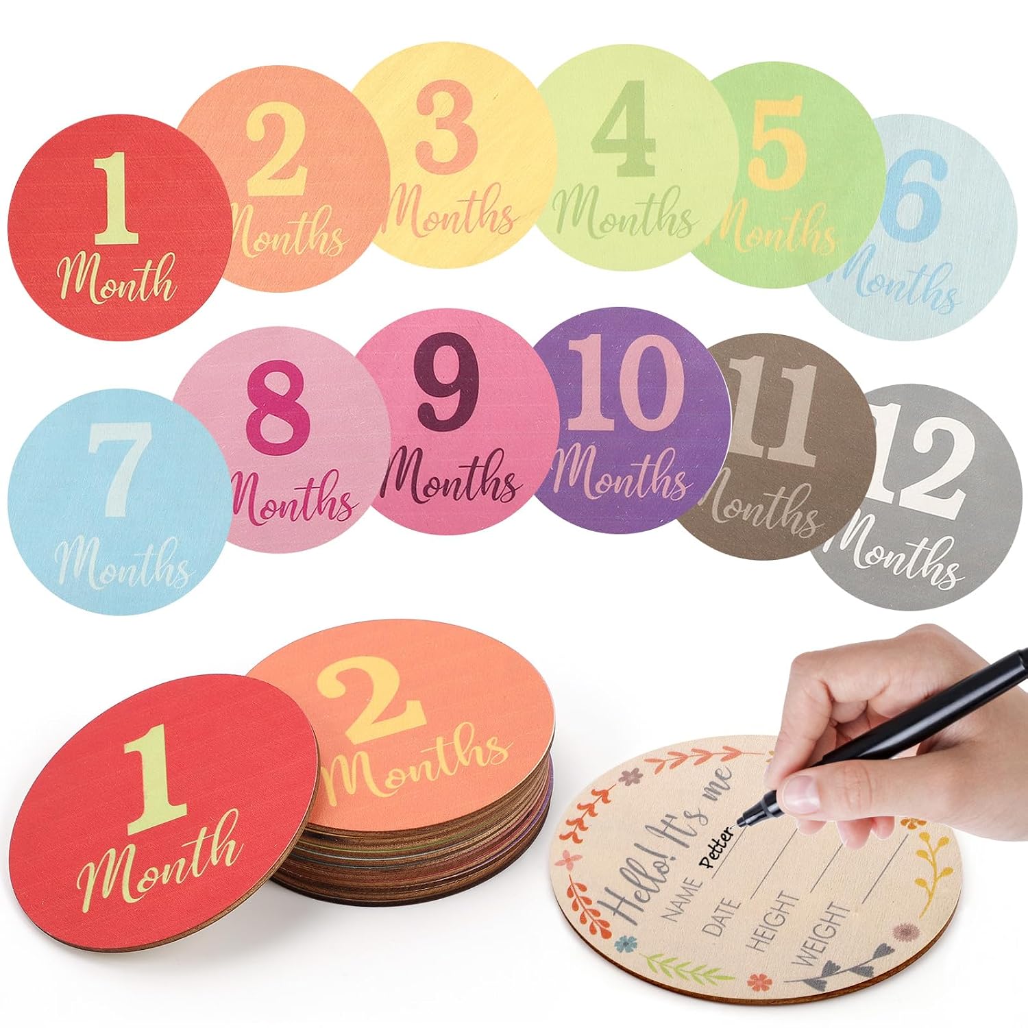 Thumbnail 6 de Wooden Baby Milestone Signs 13-Piece Set