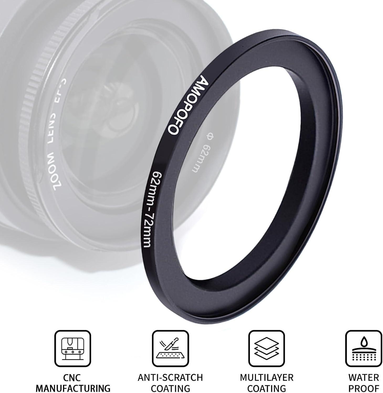 Detalle 2 de AMOPOFO 62mm to 72mm Step Up Ring for Filters