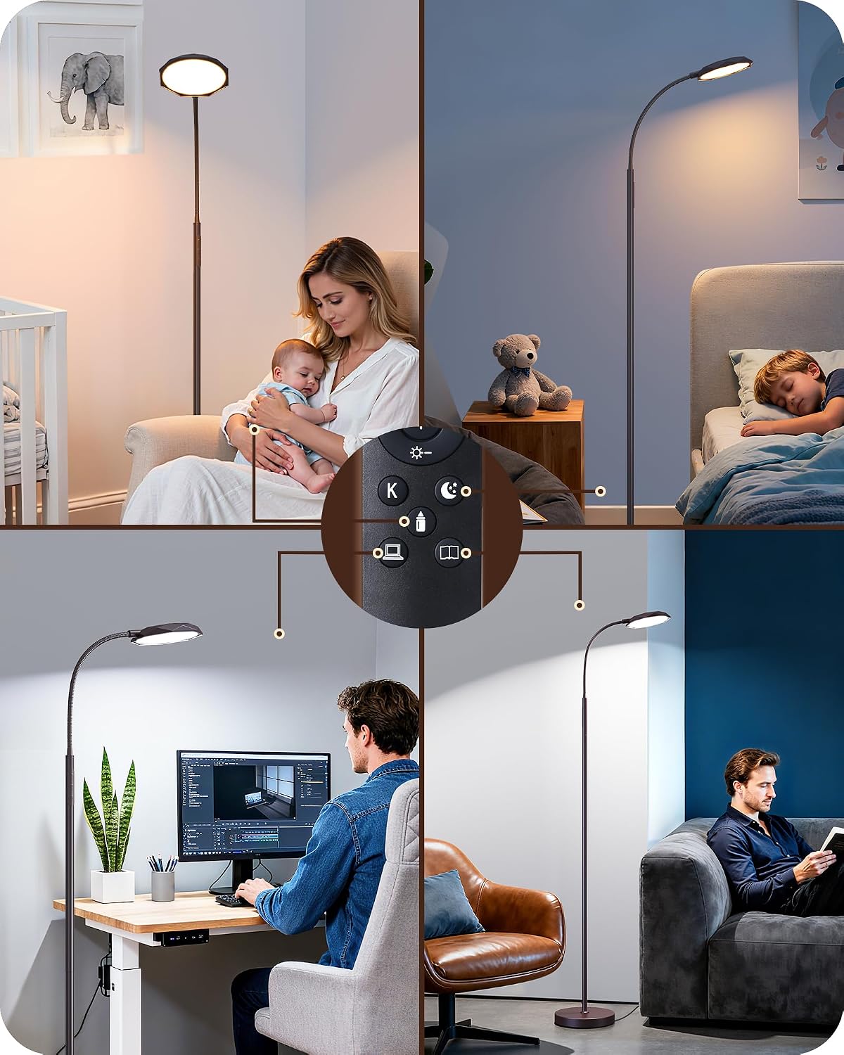Thumbnail 6 de EDISHINE FLL-018-XX LED Floor Lamp, 1,300 lm, Dimmable, 4 Colour Temperatures