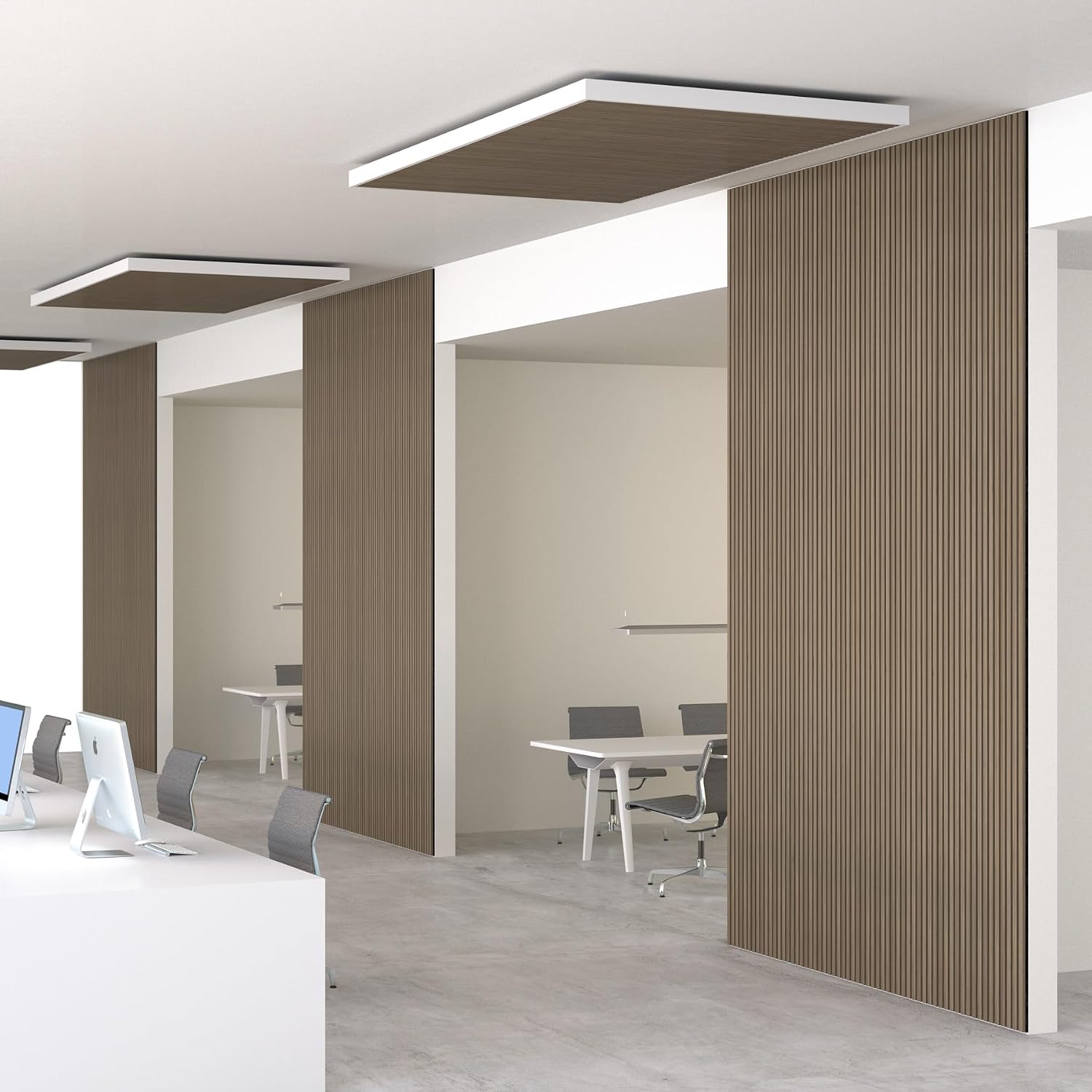 Detalle de tectake Sonic Wall III akustikpaneler, 4-pack i mörk ek med 3D-träfanér