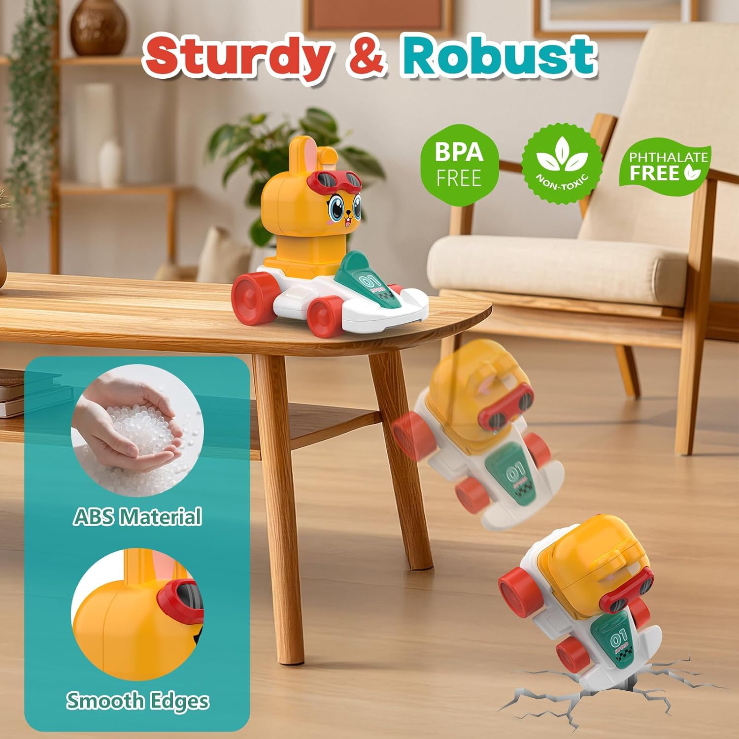Thumbnail 3 de MOONTOY Bunny Toy Cars for 1 Year Olds