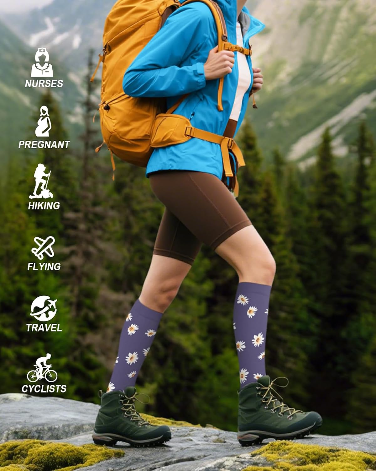 Detalle 2 de DHSO Graduated Compression Socks, Knee-High, 15-20 mmHg, 6 Pairs