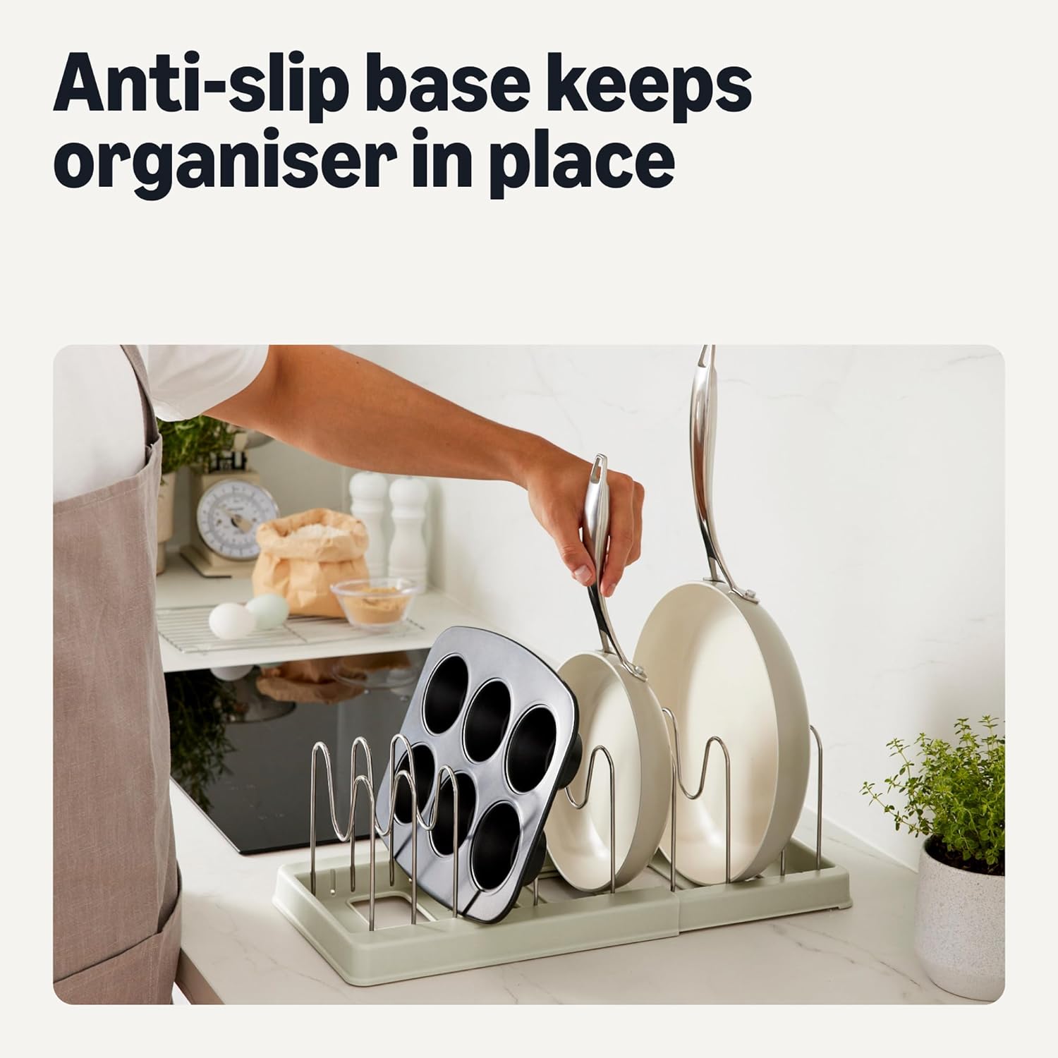 Thumbnail 2 de Amazon Basics Cookware and Bakeware Organizer with 10 Dividers — Stainless Steel, Expandable from 31cm to 52.8cm