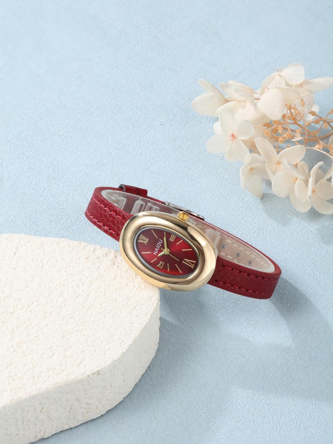 Thumbnail 3 de JSDDE Damen-Armbanduhr mit Lederarmband, ovalem Gehäuse und Quarzwerk