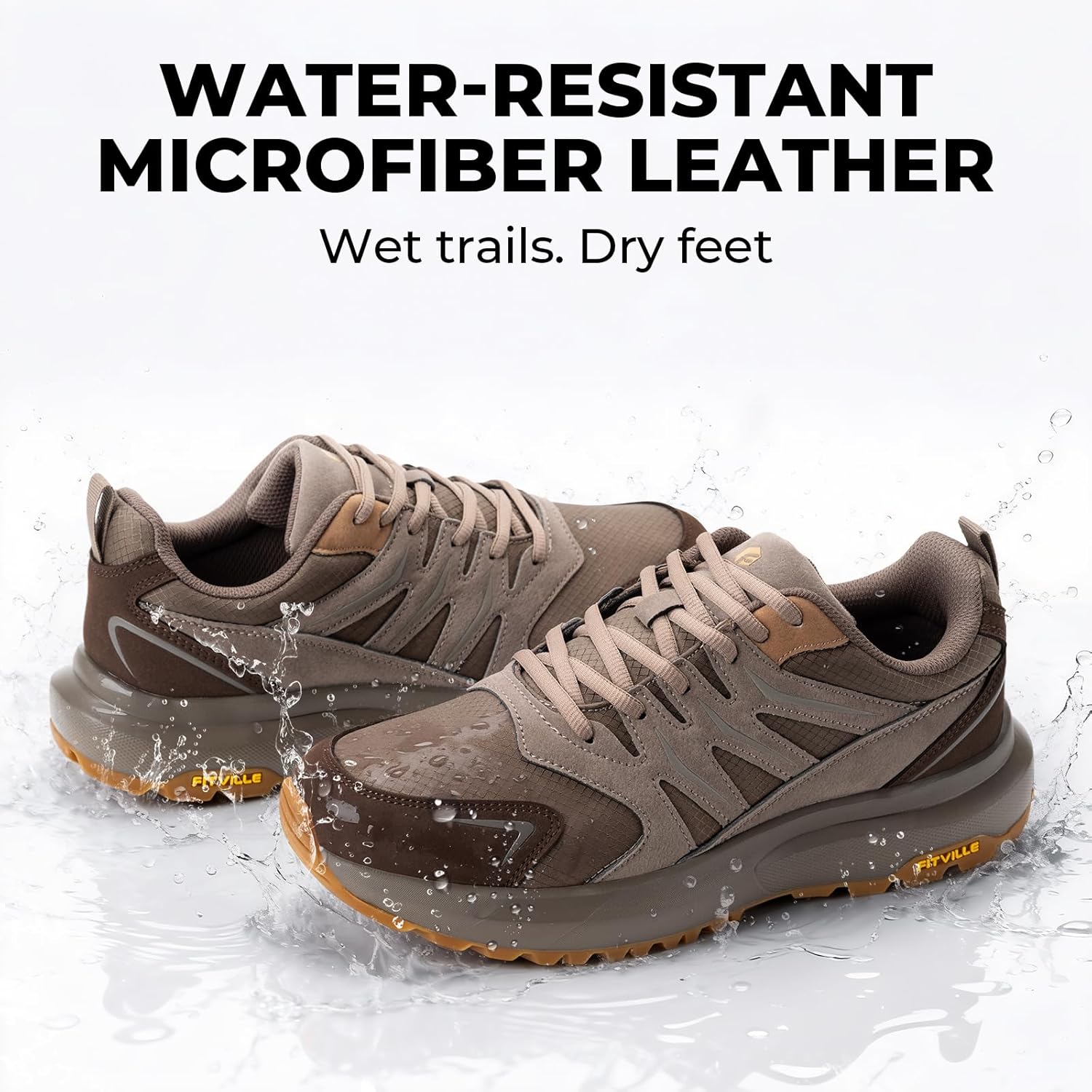 Detalle de FitVille Wanderschuhe Herren Extra Breit – wasserdichte Trekkingschuhe für Trekking, Walken & Stadtwege