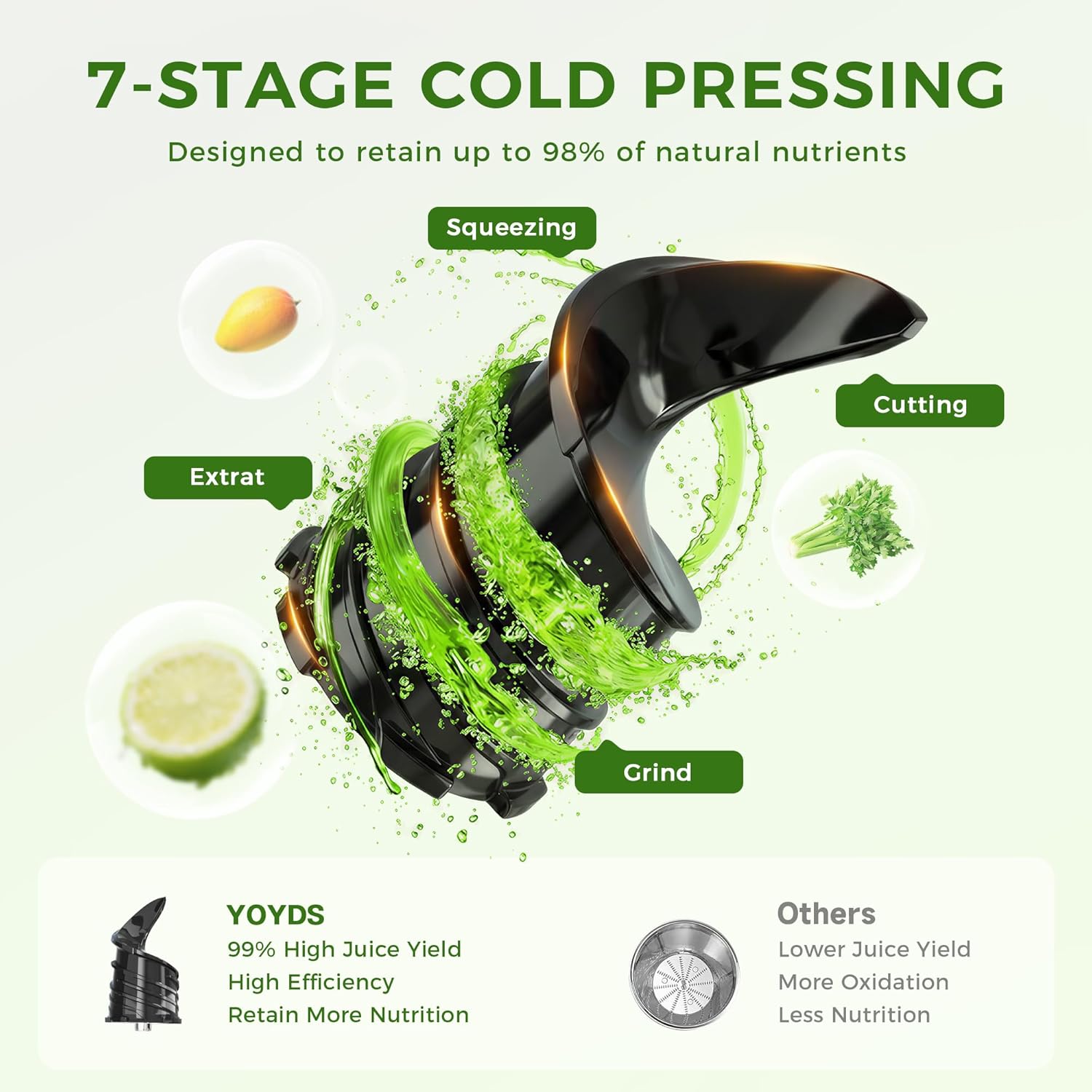 Detalle 2 de Cold Press Juicer with 5.5-Inch Wide Feed Chute (Slow Masticating Juicer) — Black