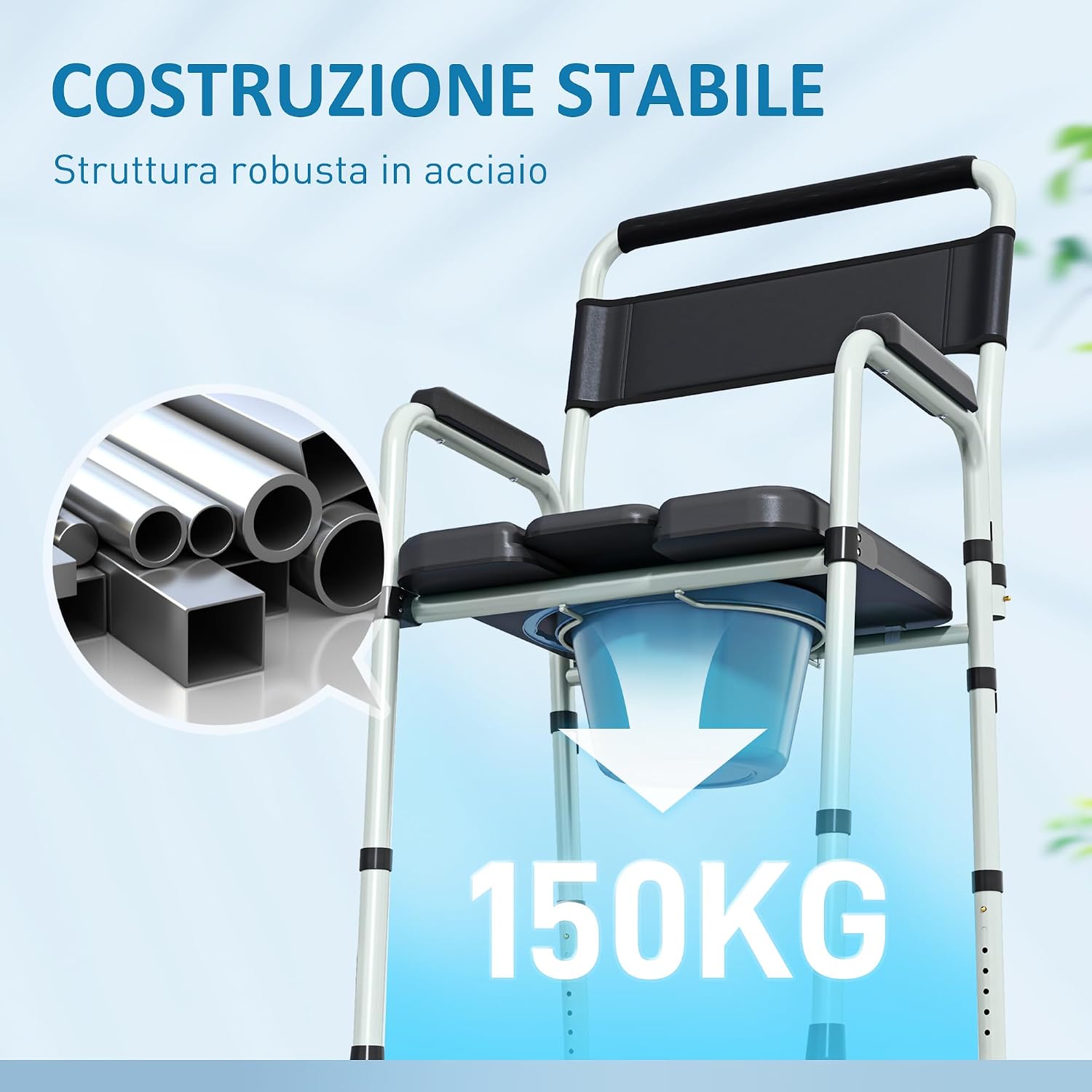 Thumbnail 3 de HOMCOM Silla WC Plegable 150 kg