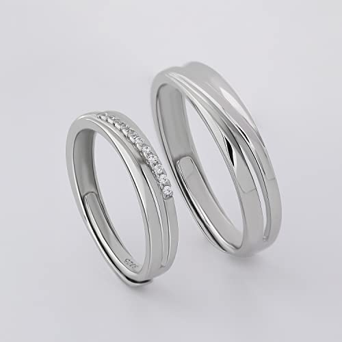 Detalle de Meissa Couples Rings for Men and Women: Promise Ring Set in 925 Sterling Silver