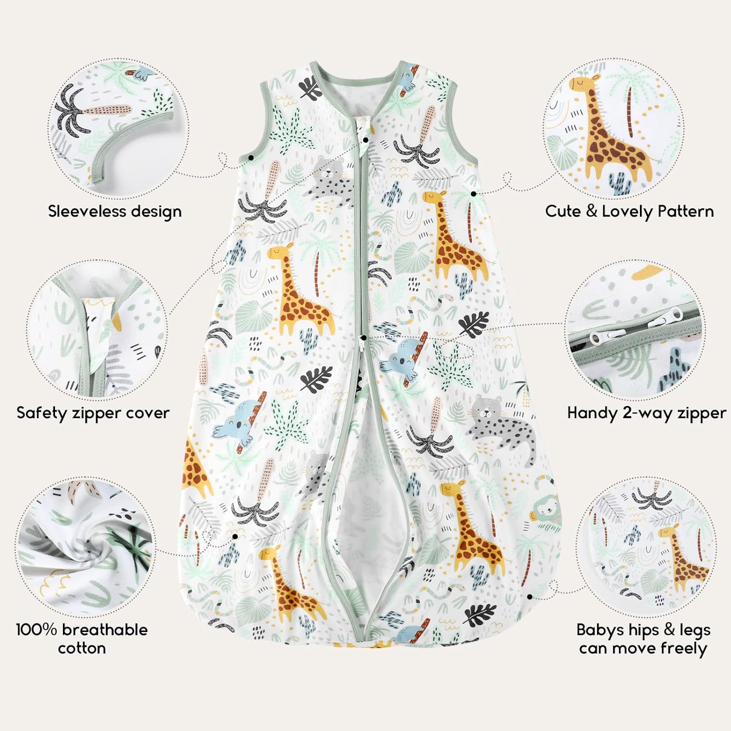 Thumbnail 1 de Yoofoss Baby Sleeping Bag 0.5 Tog – 0–24 Months, 100% Organic Cotton
