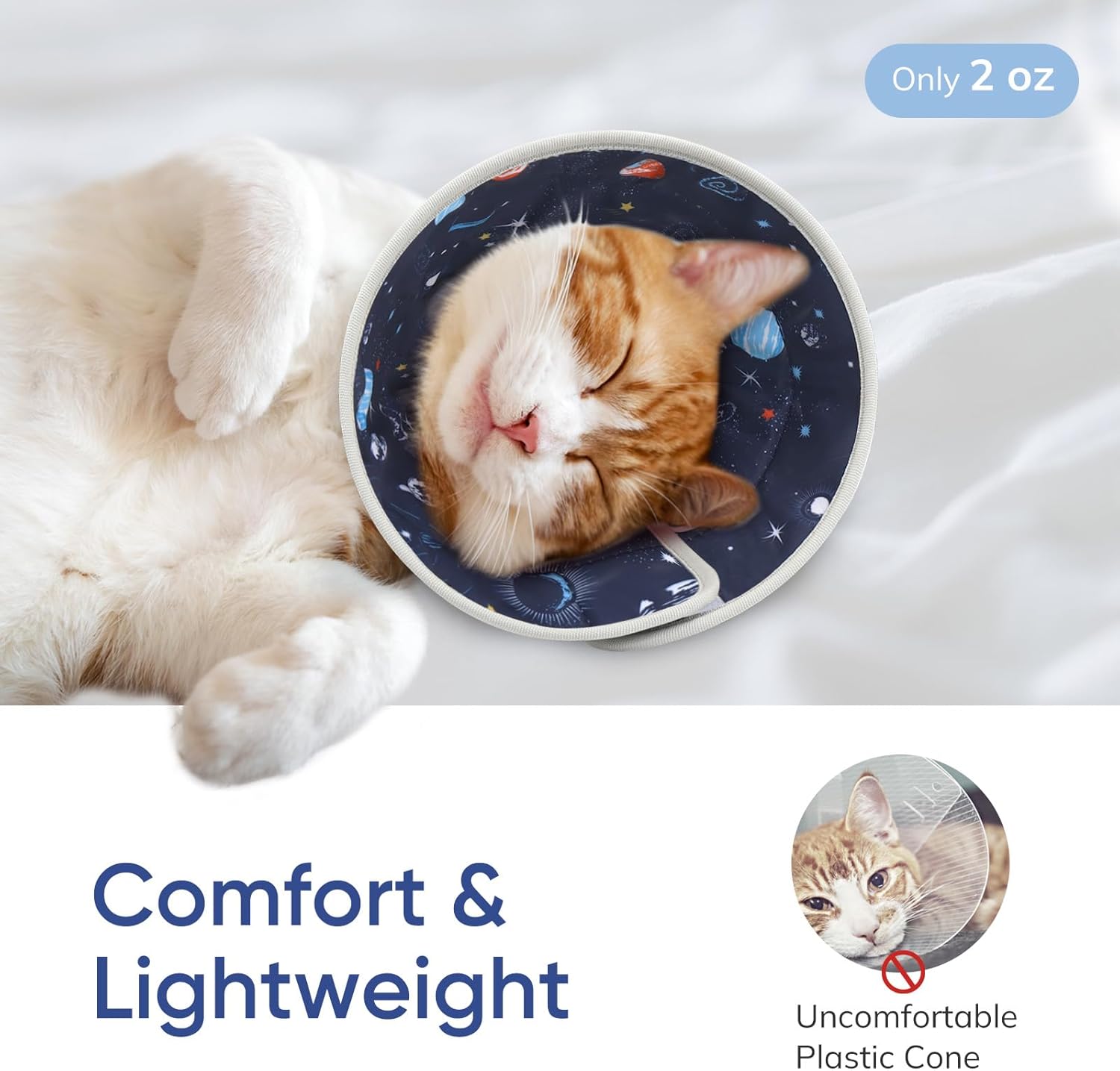 Thumbnail 1 de Supet Adjustable Elizabethan Cat Cone Collar (Deep Blue, M) – Waterproof soft collar to stop licking after surgery