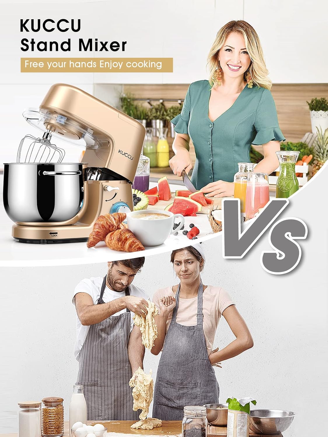Thumbnail 3 de KUCCU SM-1508 Stand Mixer, 9.5 QT Bowl, 660W, 6 Speeds with Pulse