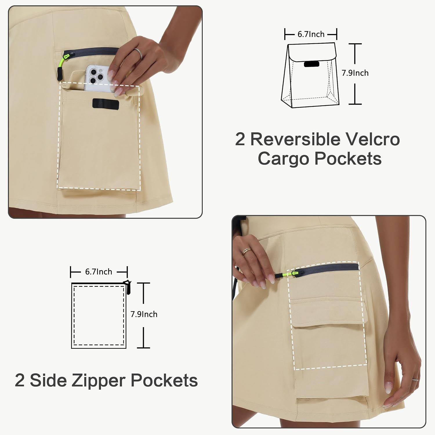 Thumbnail 2 de MIVEI Skorts for Women: Hiking Cargo Skorts with Zip Pockets, High Waisted Quick Dry