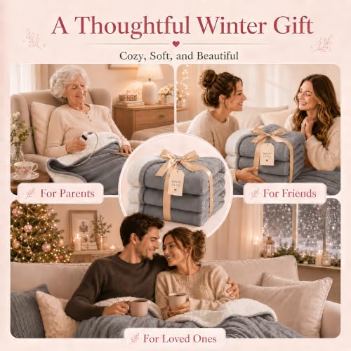 Detalle de Arrylins Heated Electric Blanket Throw, 130 x 180 cm, Flannel and Sherpa