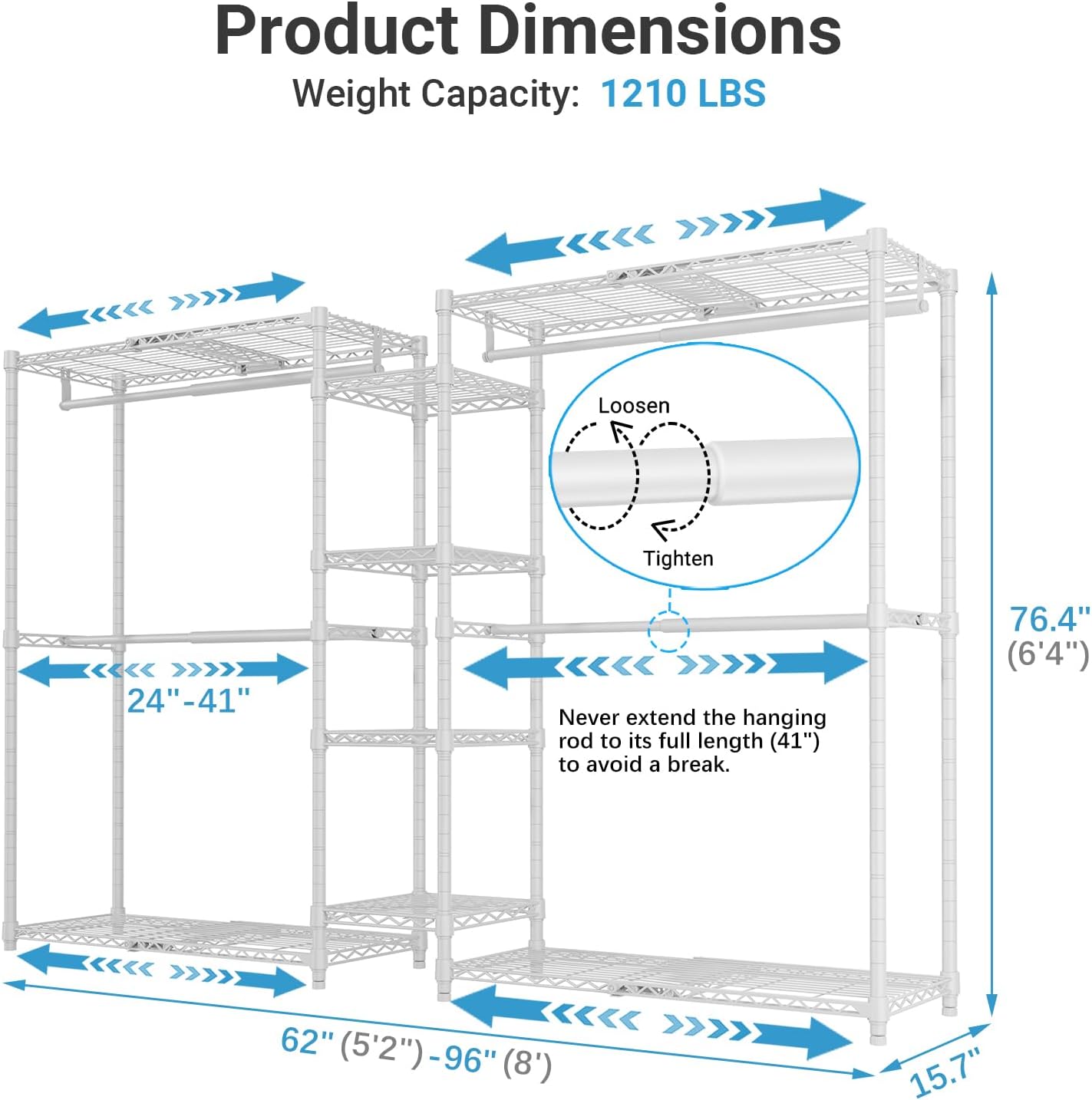 Thumbnail 4 de VIPEK Expandable Clothes Rack 1210 lb Capacity
