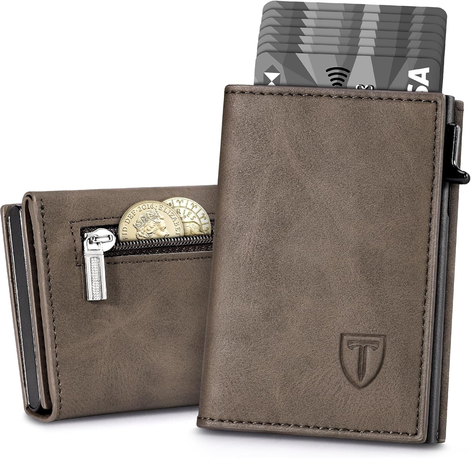 Tomylv Portafoglio Uomo RFID Magnetico Chiusura – Slim, con ID Window e mini portamonete