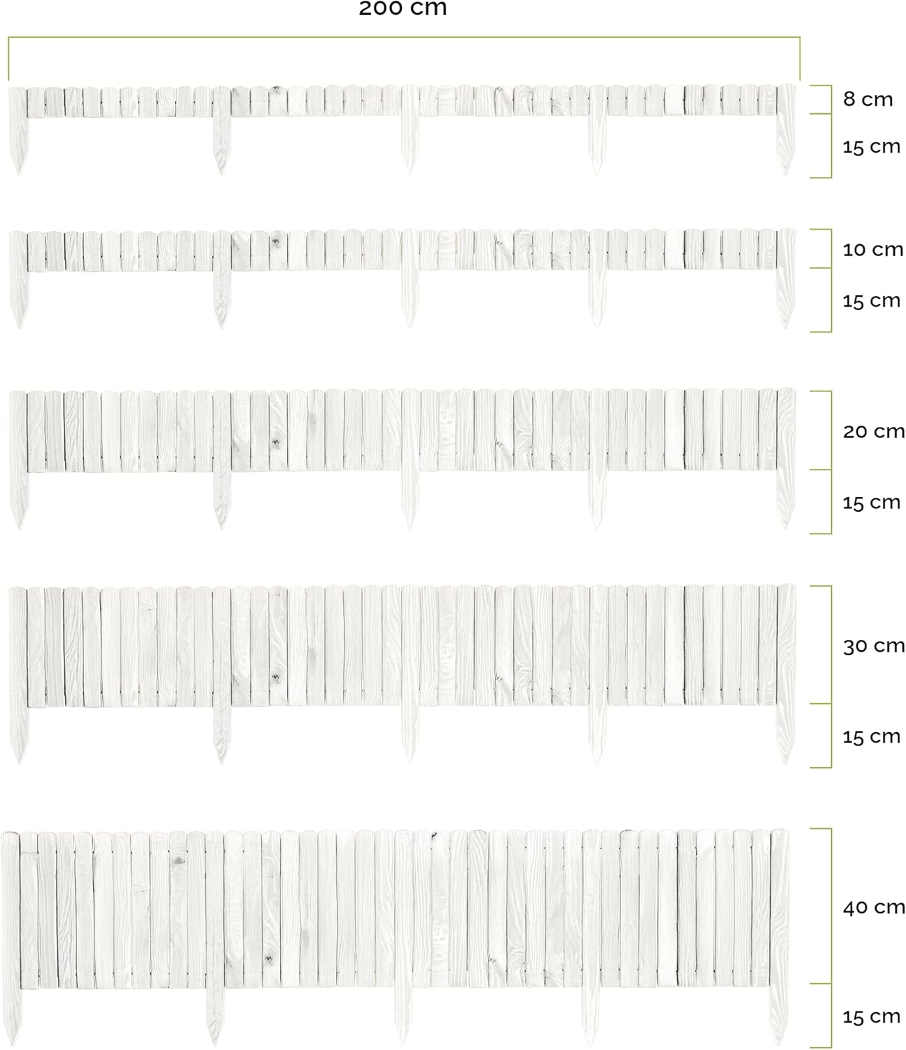 Thumbnail 1 de Garronda Rollborder GD-0046 bordura flessibile in legno bianco, 200 cm, altezza 30 cm