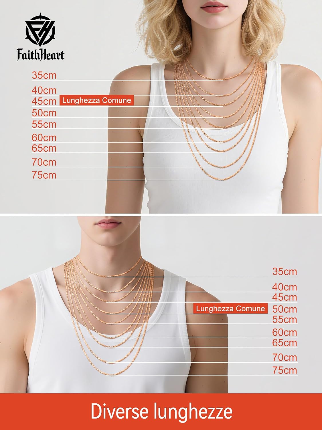 Thumbnail 6 de FaithHeart Collana 1.4/2 mm Argento Oro 40–60 cm