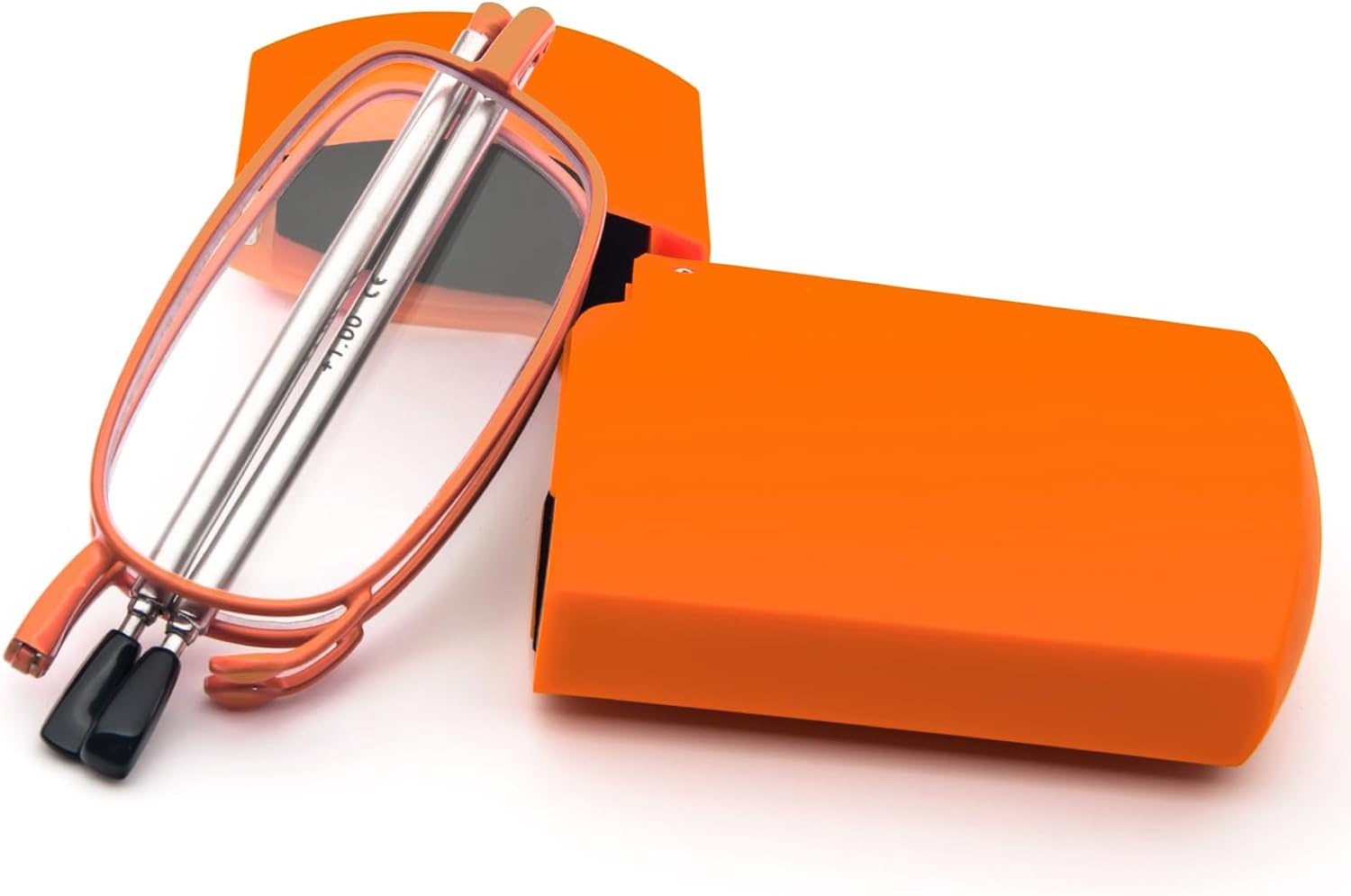 Detalle de KoKoBin faltbare Lesebrille aus Edelstahl – Mini-Lesehilfe mit Hartschalen-Etui, Anti-Blau, +3,5 (Orange/je nach Version)