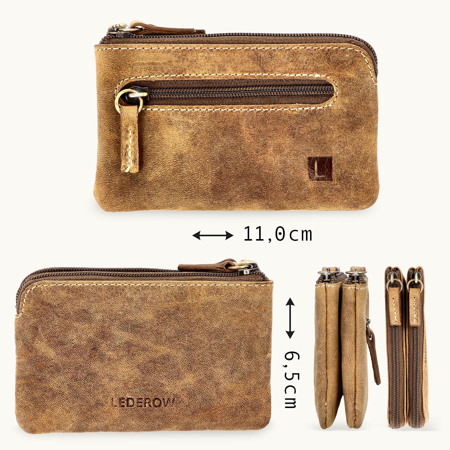 Detalle 2 de XXL Schlüsseltasche aus Leder mit 3 Fächern