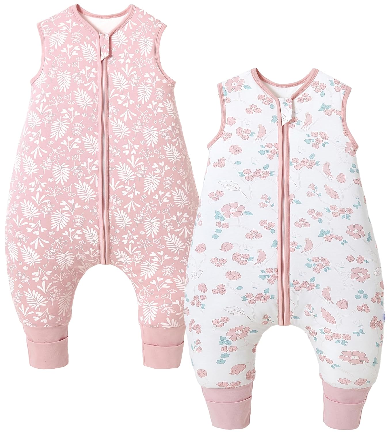 Detalle de Chilsuessy Baby Schlafsack mit Füßen (2er Pack) 2,5 Tog – weicher Baumwoll-Schlafsack für Kinder im Winter