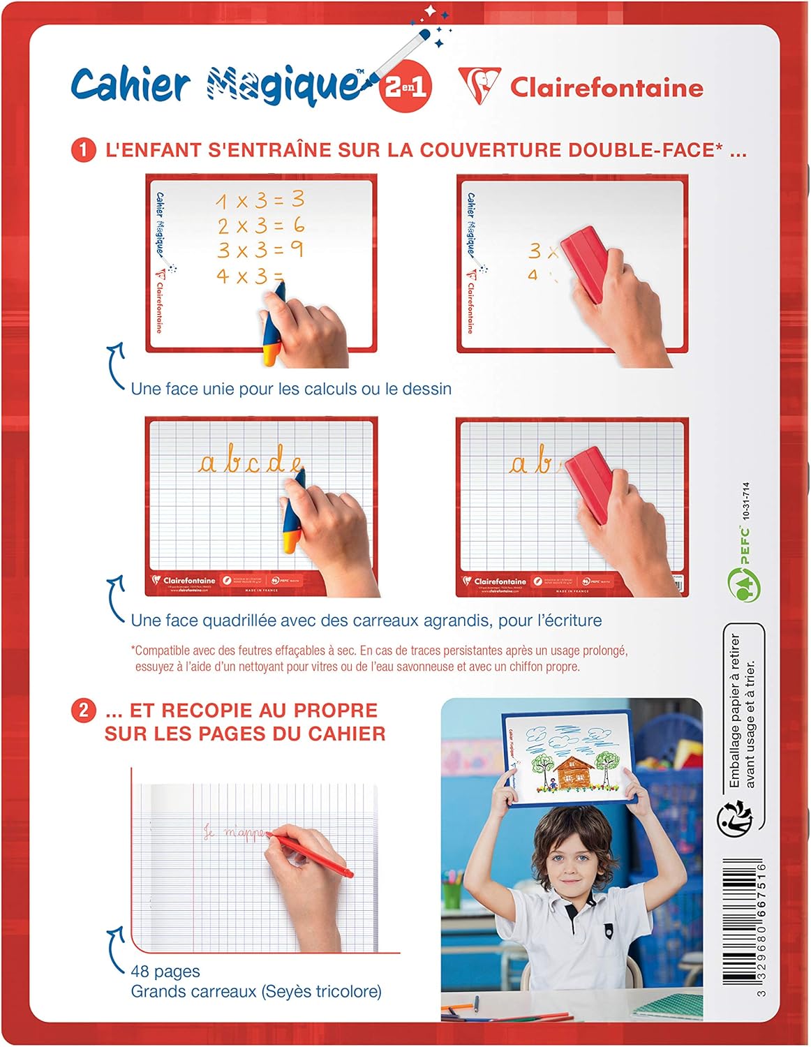 Thumbnail 1 de Clairefontaine 66751Cpack – Cahiers Magiques, lot de 10, 17x22 cm, 48 pages, Grands Carreaux