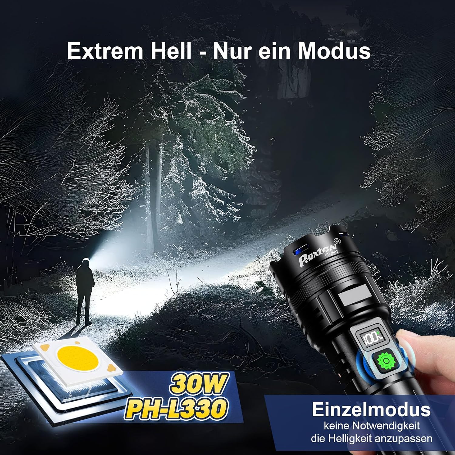 Thumbnail 1 de PHIXTON Taschenlampe LED Extrem Hell 500000 Lumen