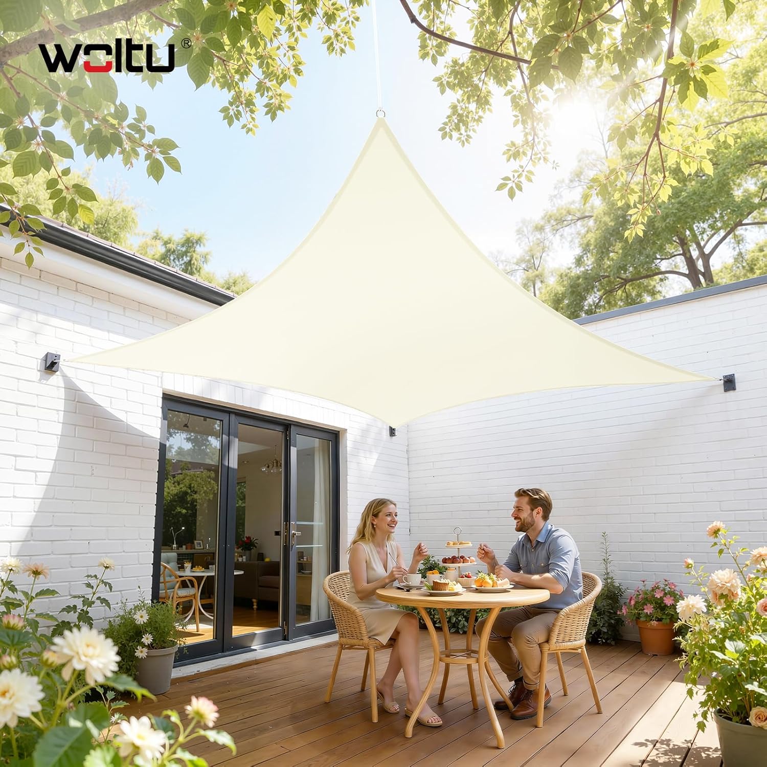 Thumbnail 1 de WOLTU Vela ombreggiante 3x3 m in HDPE 180 g/m² traspirante anti UV beige