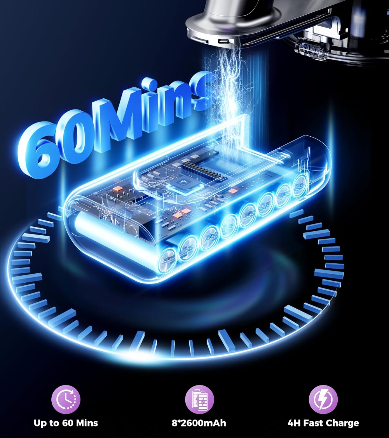 Thumbnail 2 de Feetis Cordless Vacuum Cleaner: 550W Power, 45KPa, 60-Min Runtime with LED Display