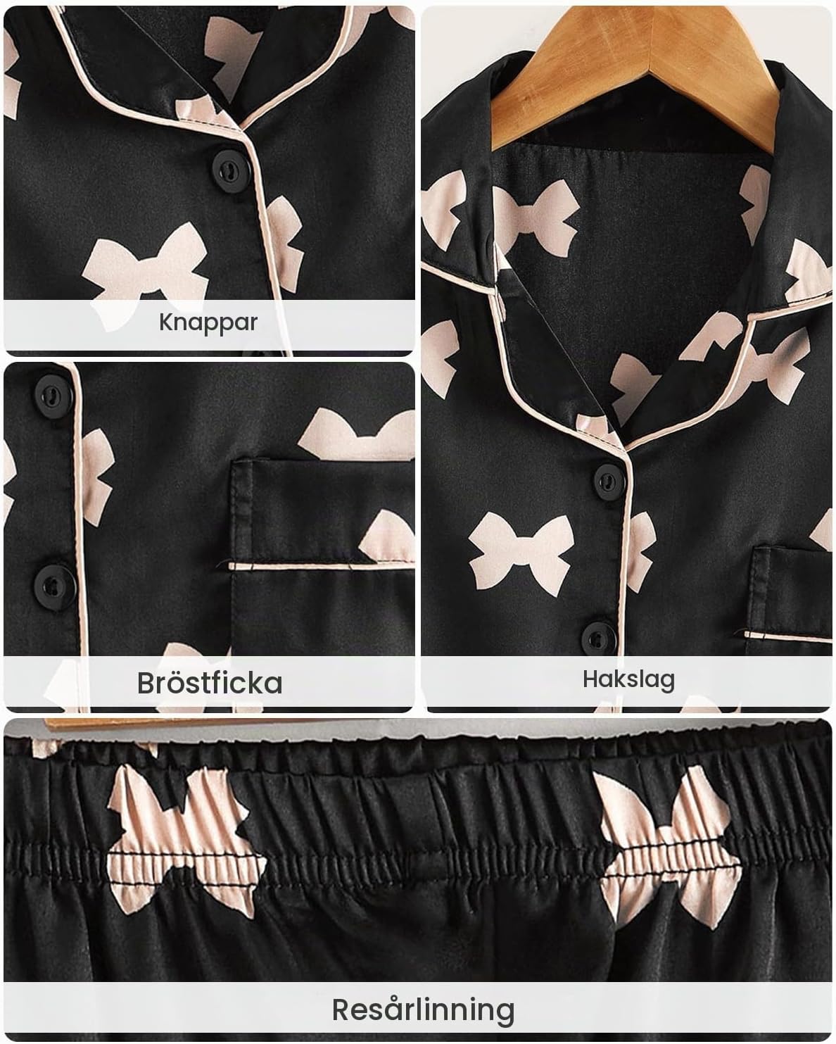 Thumbnail 5 de JiAmy pyjamas för flickor, tvådelat set i polyester med knappslå, 8–12 år