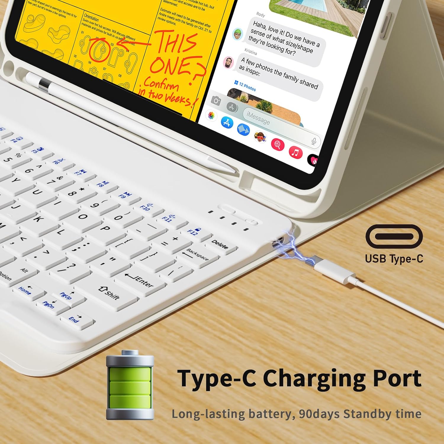 Thumbnail 6 de zoyu Keyboard Case for iPad (11th Gen A16, 2025) & iPad 10th Gen (2022) — detachable magnetic wireless keyboard folio in beige