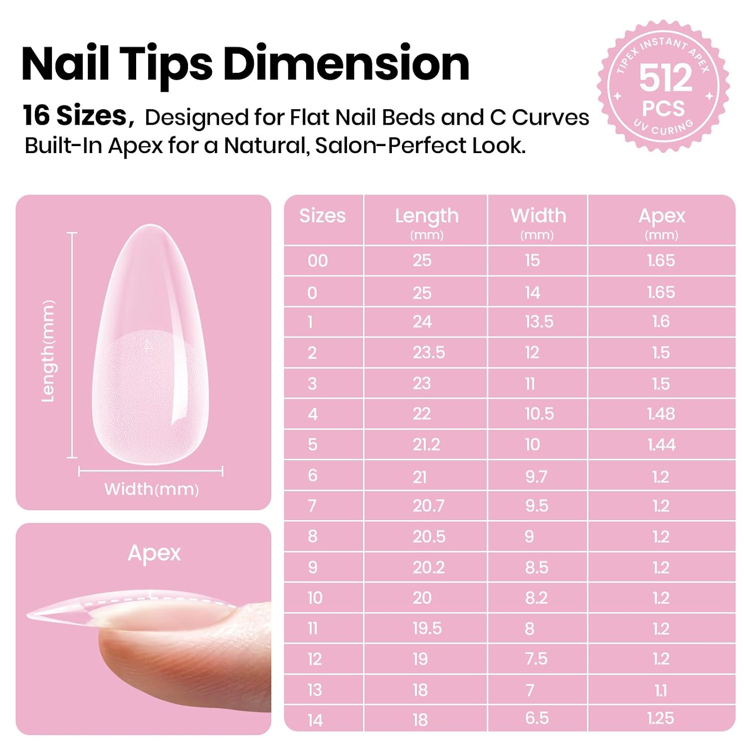 Thumbnail 5 de Beetles Tipex Lite Apex Nail Tips 512pcs