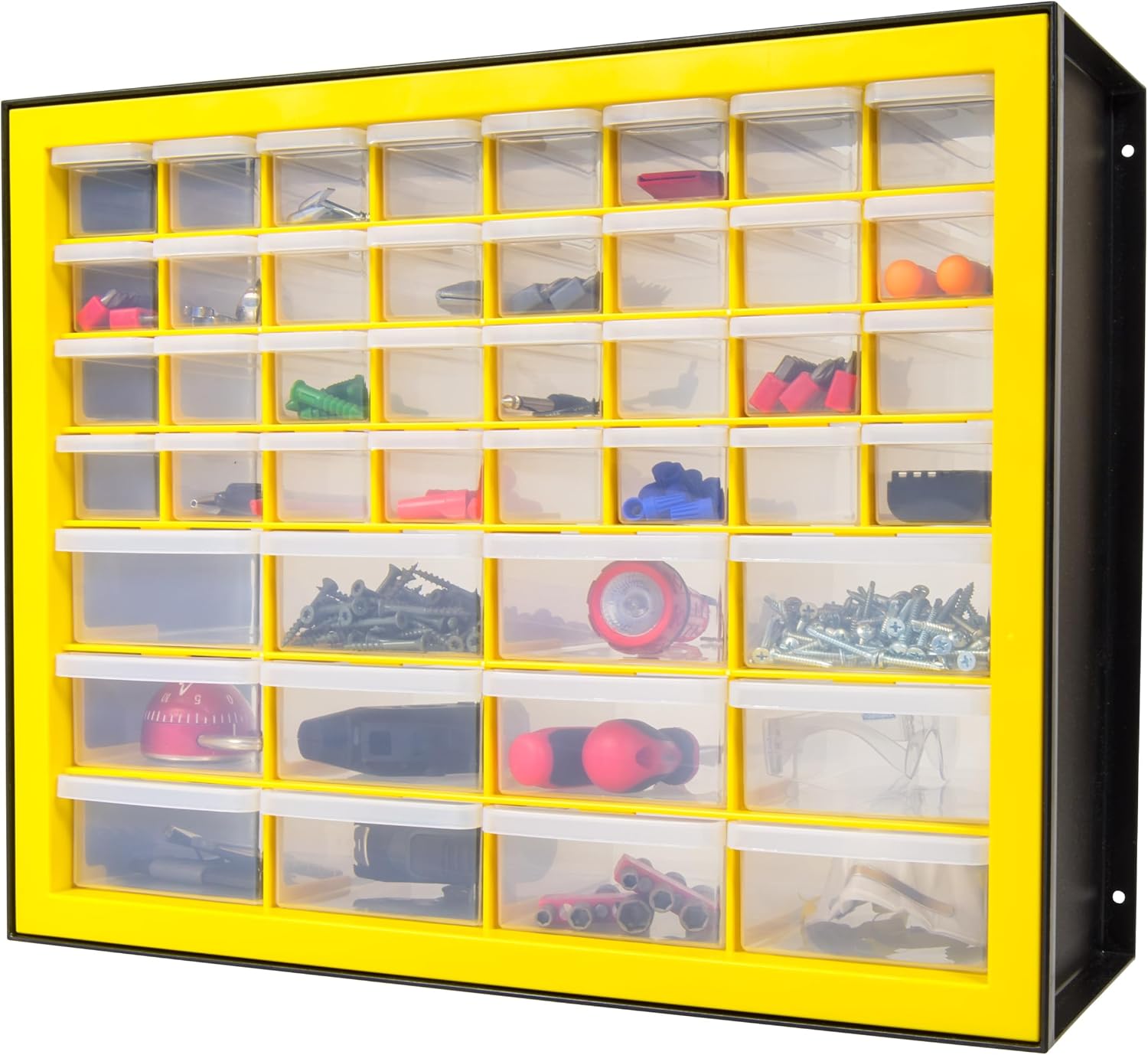 Detalle de IRIS USA 500176 44-Drawer Plastic Parts Cabinet, Yellow, Stackable