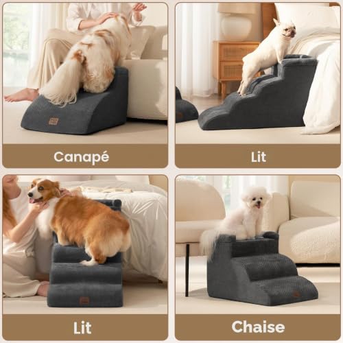 Thumbnail 6 de EHEYCIGA Escalier Chien 3 Marches – Rampe pour canapé et lit, 35,5 cm de hauteur