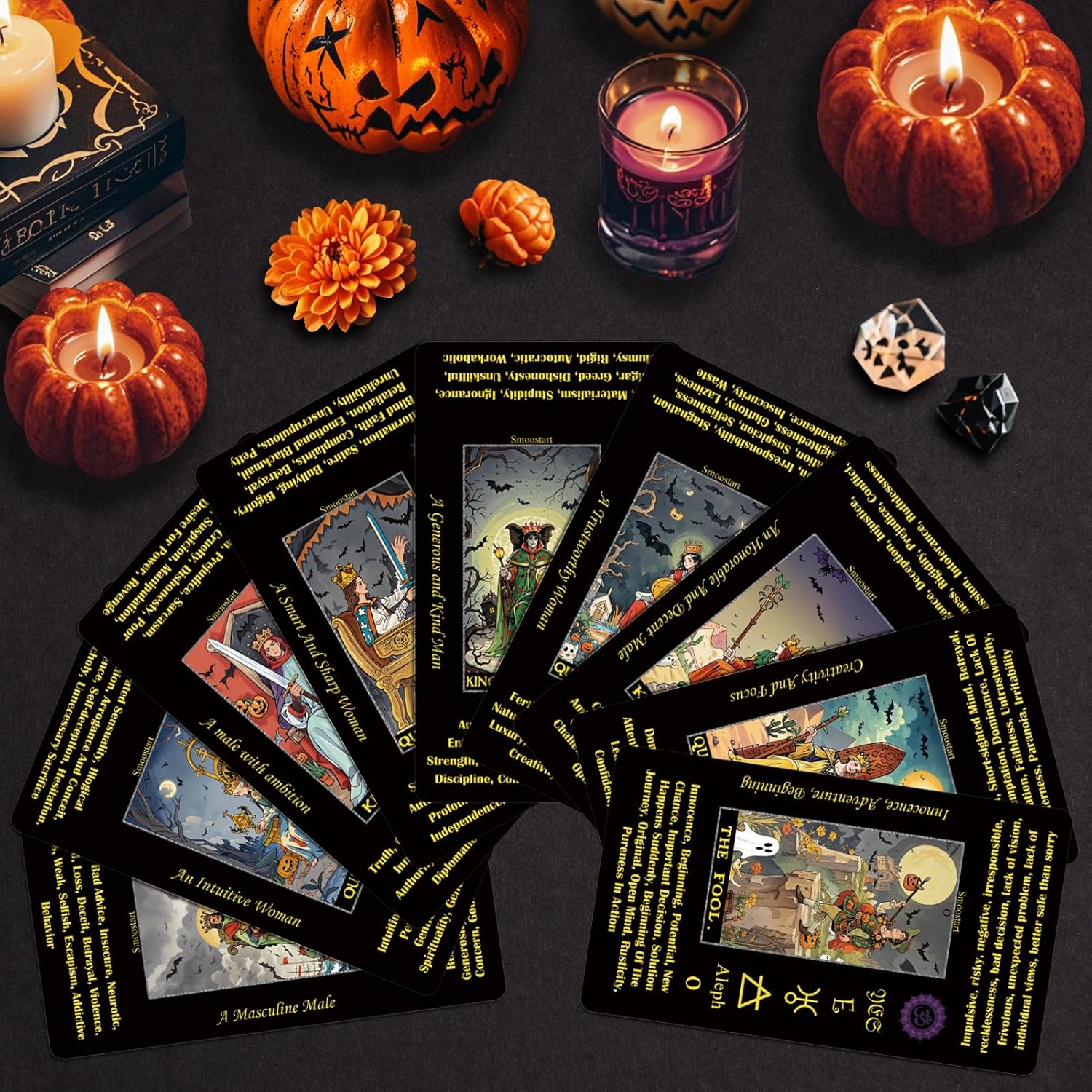 Thumbnail 1 de Smoostart Schwarze Tarotkarten Halloween-Design 🎴