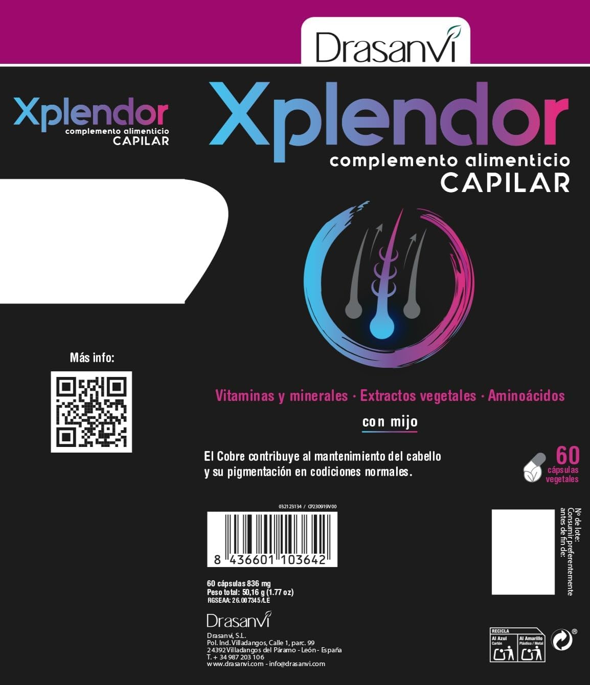 Thumbnail 6 de DRASANVI XPLENDOR CAPILAR 60 cápsulas
