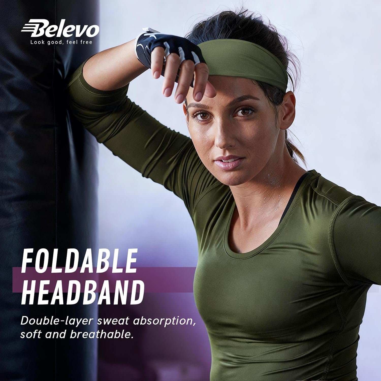 Detalle de BELEVO 8er Set Haarbänder Damen – elastische, rutschfeste Stirnbänder für Sport, Yoga & Alltag