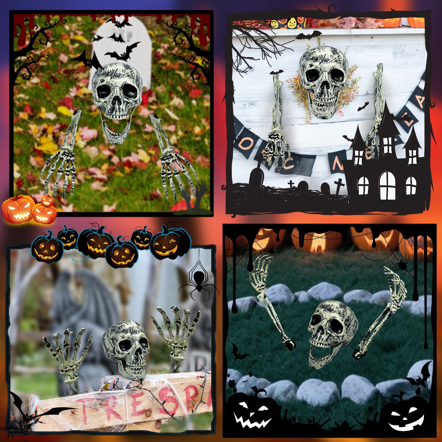 Thumbnail 6 de GGAQHLK skull-B-3p Halloween Skeleton Stakes, 3-Piece Plastic Set