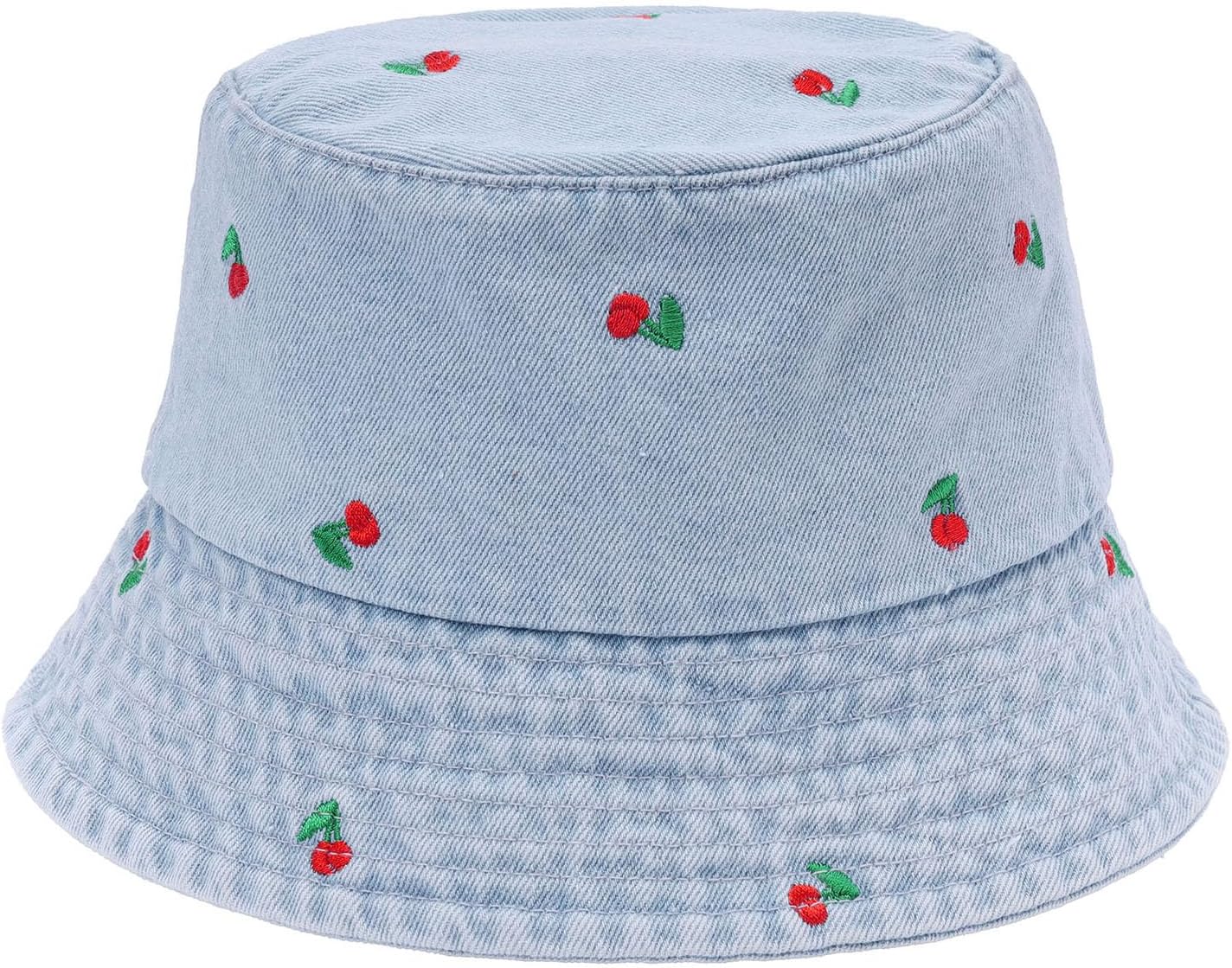 Detalle de MILAKOO Fischerhut Damen Sommer faltbar – Unisex Bucket Hat aus Baumwolle/Denim mit Stickerei
