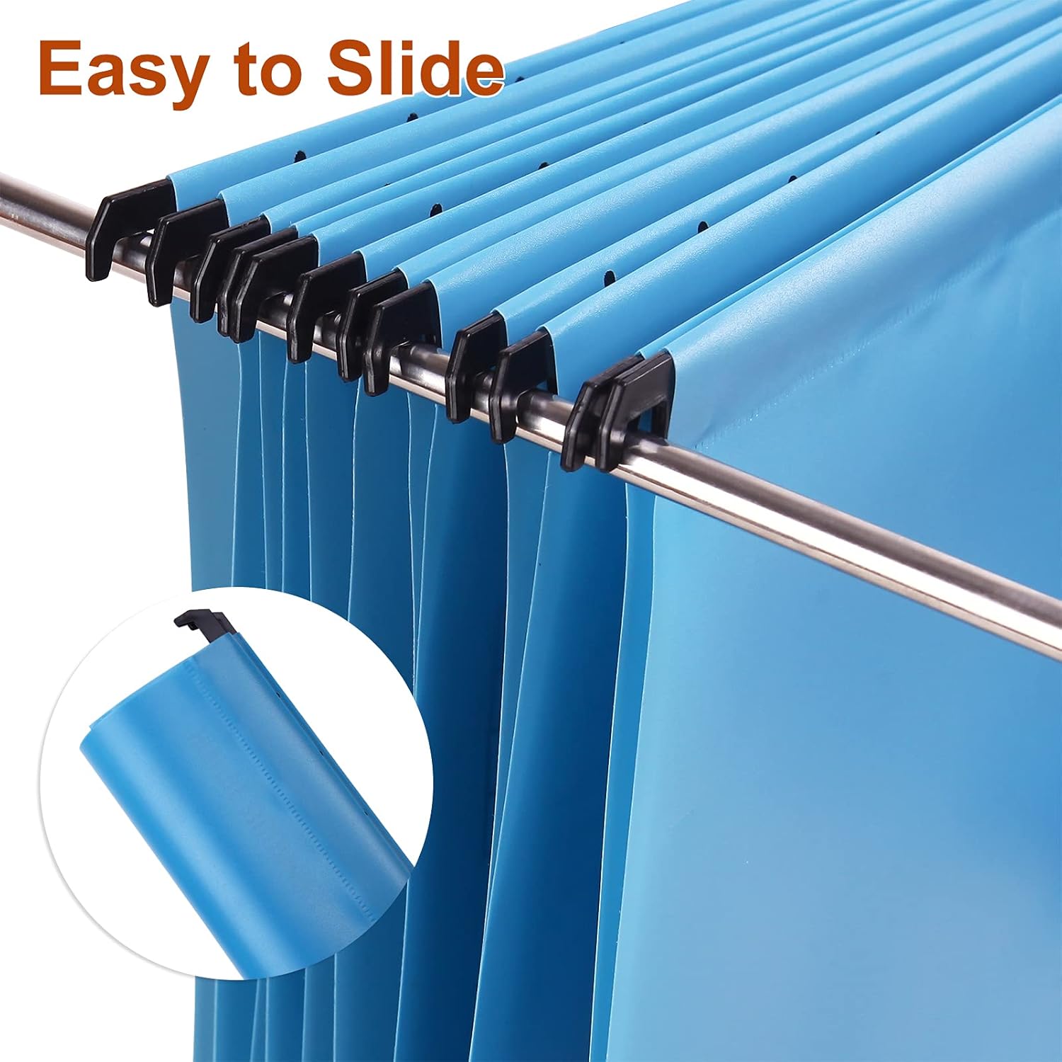 Thumbnail 4 de Lot de 12 dossiers suspendus Foolscap Srvnpioy en polypropylène bleu (format grand) avec onglets et inserts