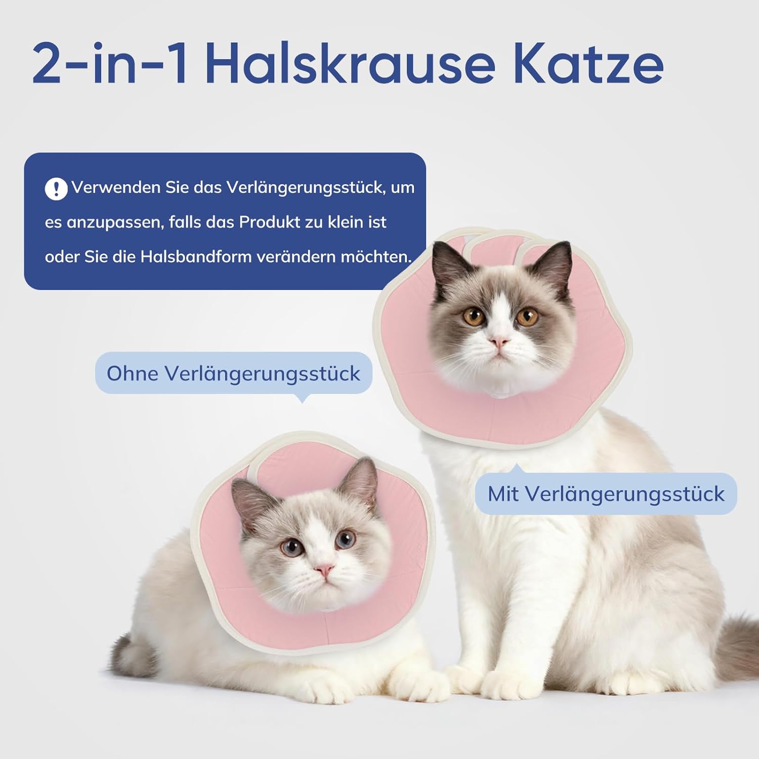 Thumbnail 2 de Supet weiche Halskrause für Katzen mit Verlängerungspolster – wasserabweisende Operationsnachsorge gegen Lecken