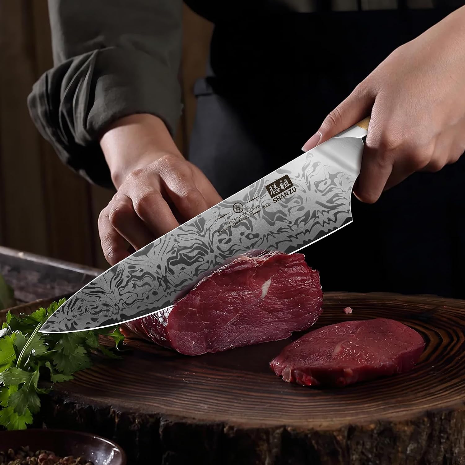 Thumbnail 6 de SHAN ZU Damast Kochmesser 20 cm