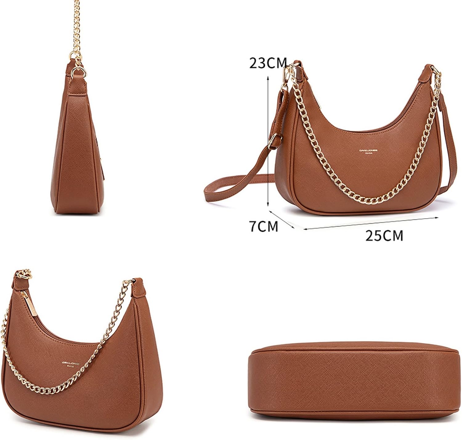 Thumbnail 4 de David Jones petit sac porté épaule forme banane femme en simili cuir Saffiano blanc