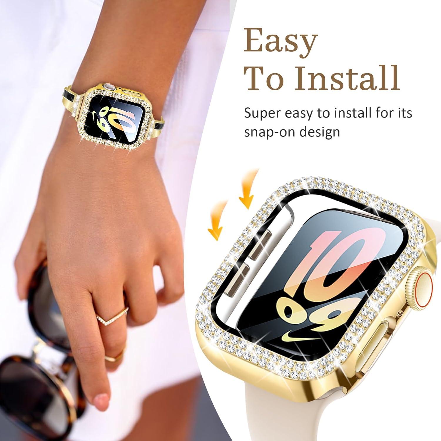 Thumbnail 5 de Newlibery Bling Watch Case with HD Screen Protector for Apple Watch 40mm (Gold)