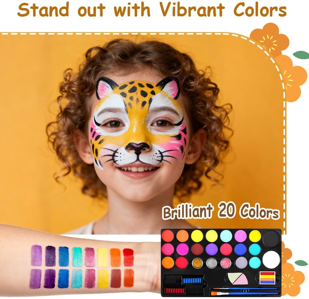 Detalle de Alaoo Body Painting 20 colori kit per viso e corpo 🎨