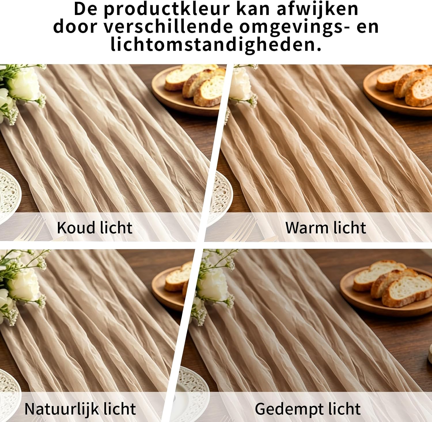 Thumbnail 3 de Foatcox ZQ018 tafelloper van polyester, champagnekleurig, 300 x 90 cm