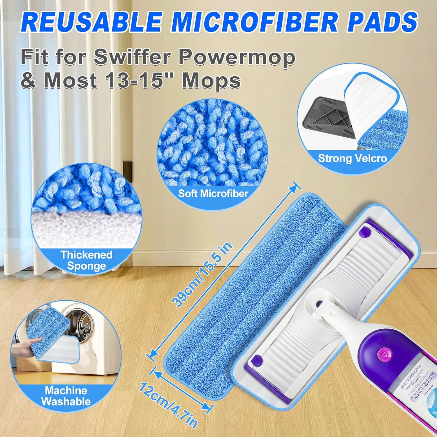 Thumbnail 2 de BPAWA Microfibre Mop with 150cm Adjustable Handle