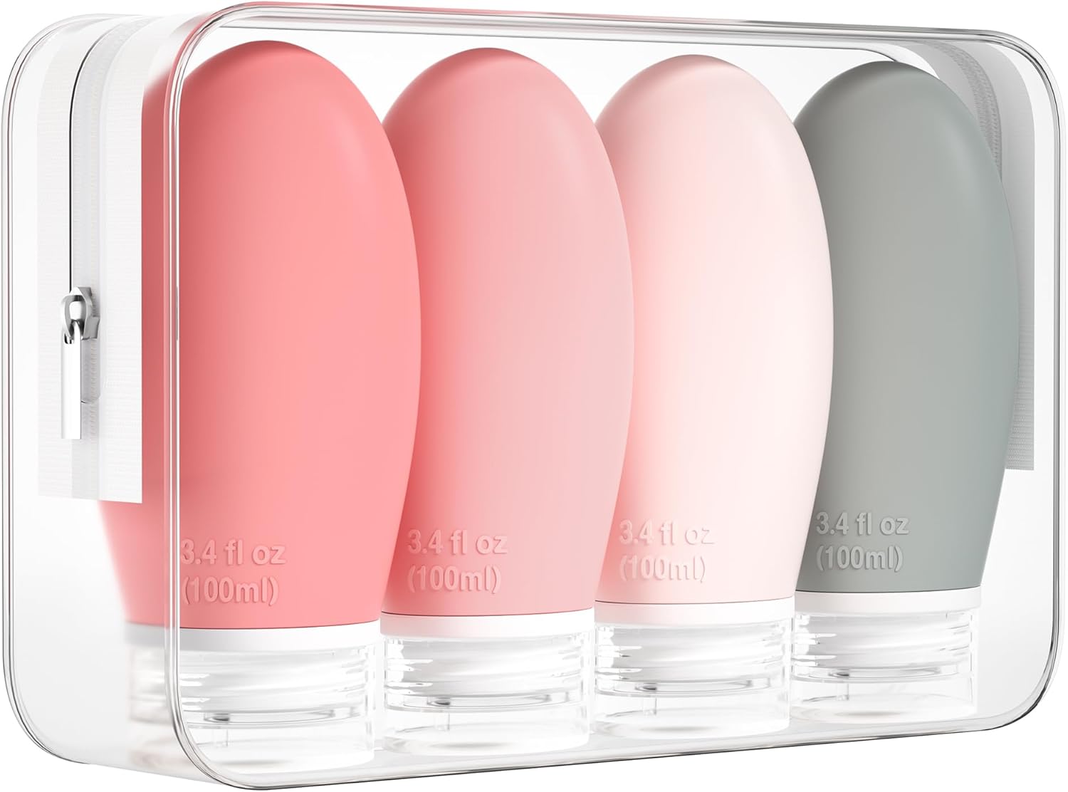 Morfone 100ml Silicone Travel Bottle (4 Pack) – Leak-Proof, Refillable & TSA Approved (Pink)