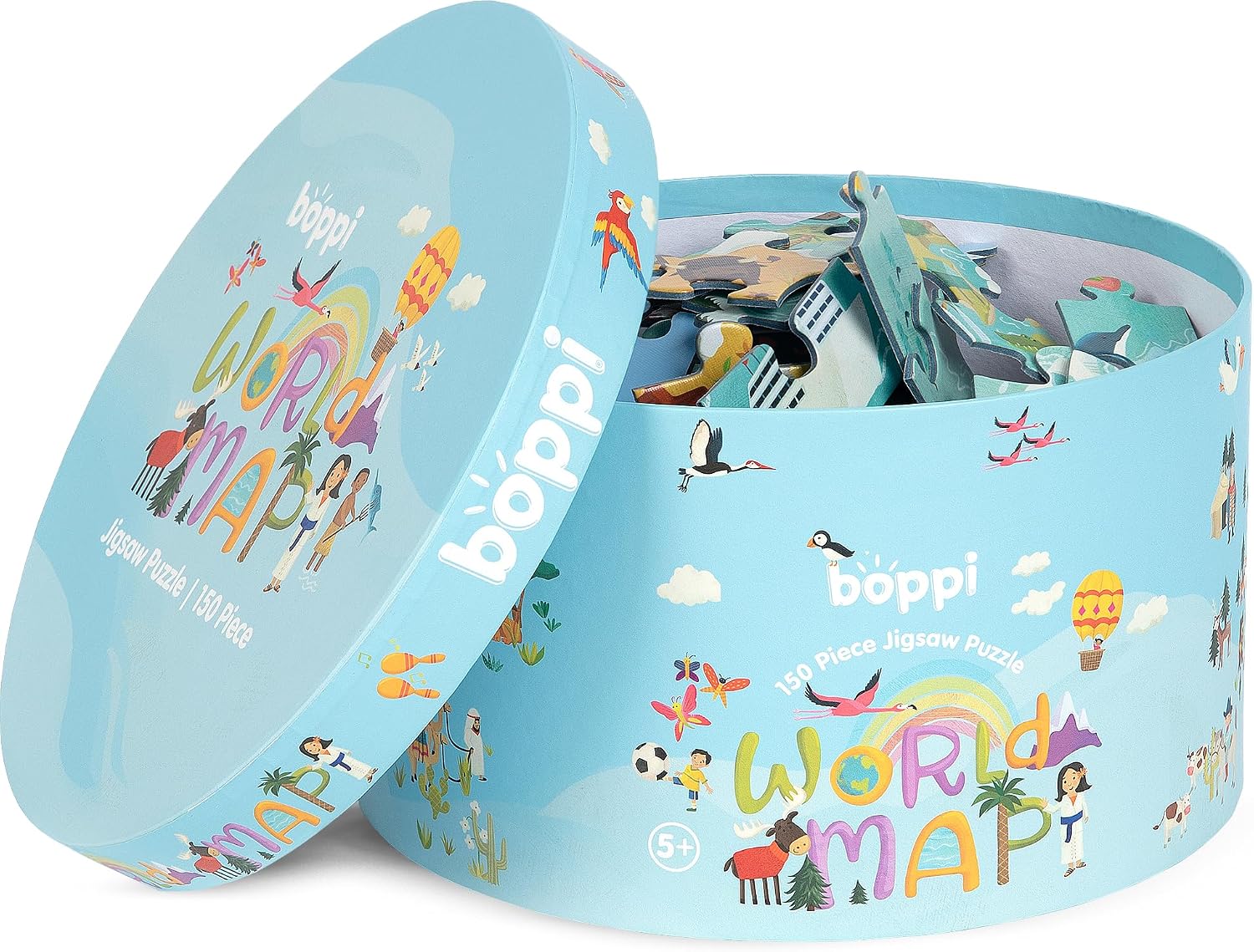 Thumbnail 5 de boppi Round World Map Jigsaw Puzzle for Kids, 150 Pieces