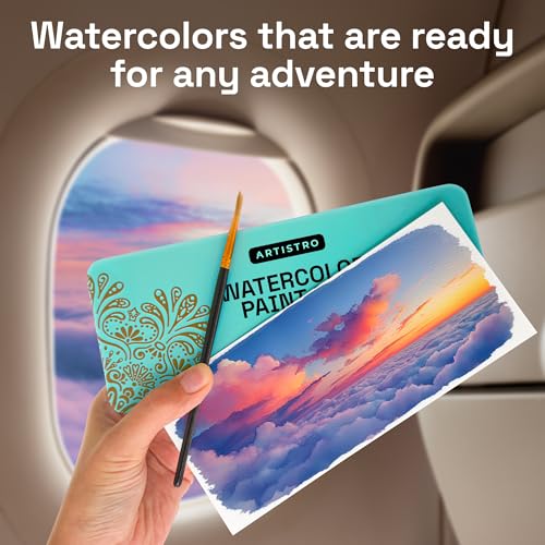Detalle de ARTISTRO Vivid Watercolor Paint Set with Palette & Brush Pens