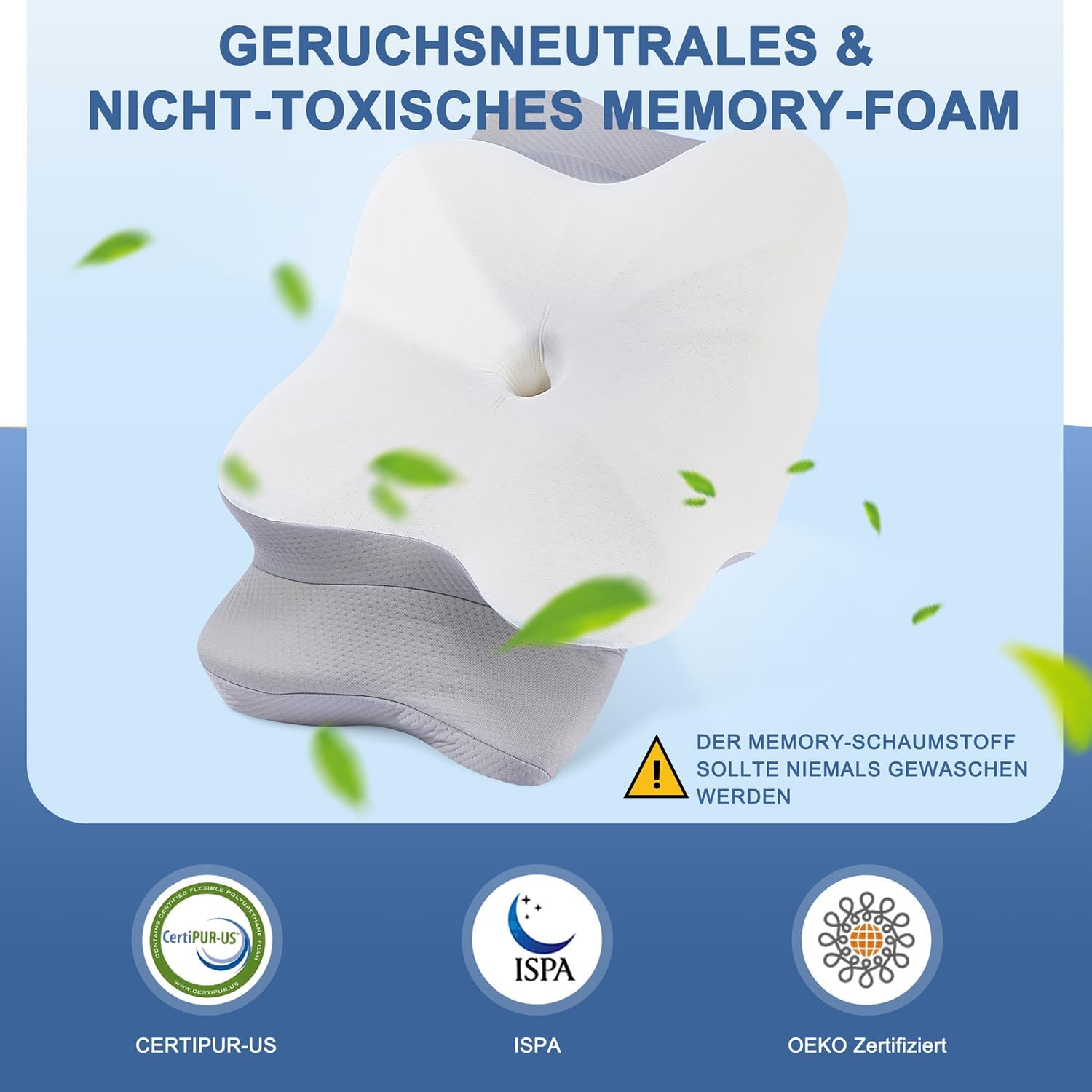 Thumbnail 5 de DONAMA Memory Foam Nackenkissen Ergonomisch – 6‑Zonen Kontur, zwei Höhen, Armauflage, kühlend
